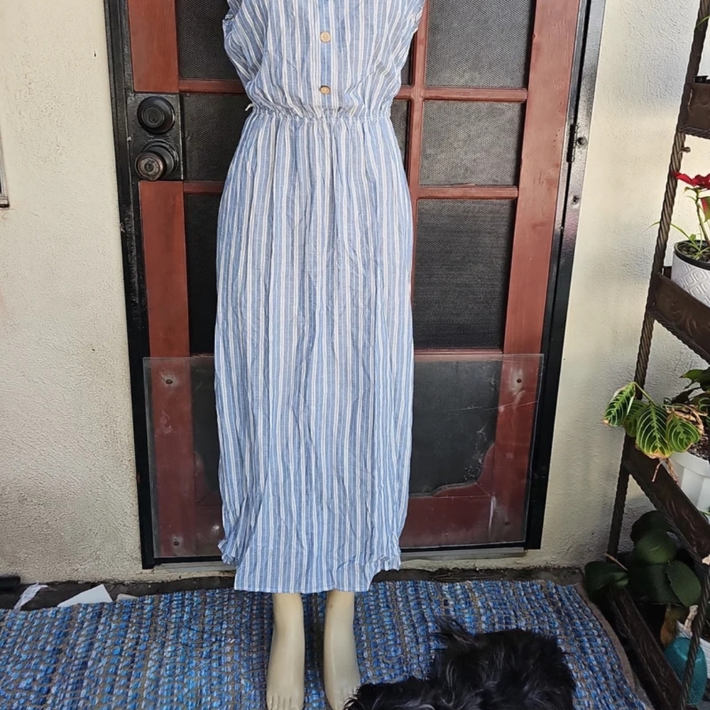 Striped Blue Sleeveless Dress